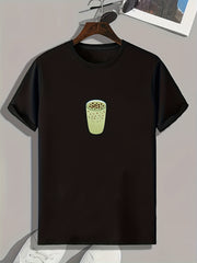Men's Drink Print Comfy T Shirt for Summer