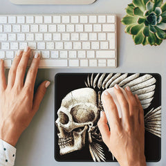 Skull Fish Pattern Mouse Pad 24x20cm for Games Home Office Non-slip Rubber