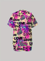 Tie Dye & Letter Print Short Sleeve Top & Shorts Set