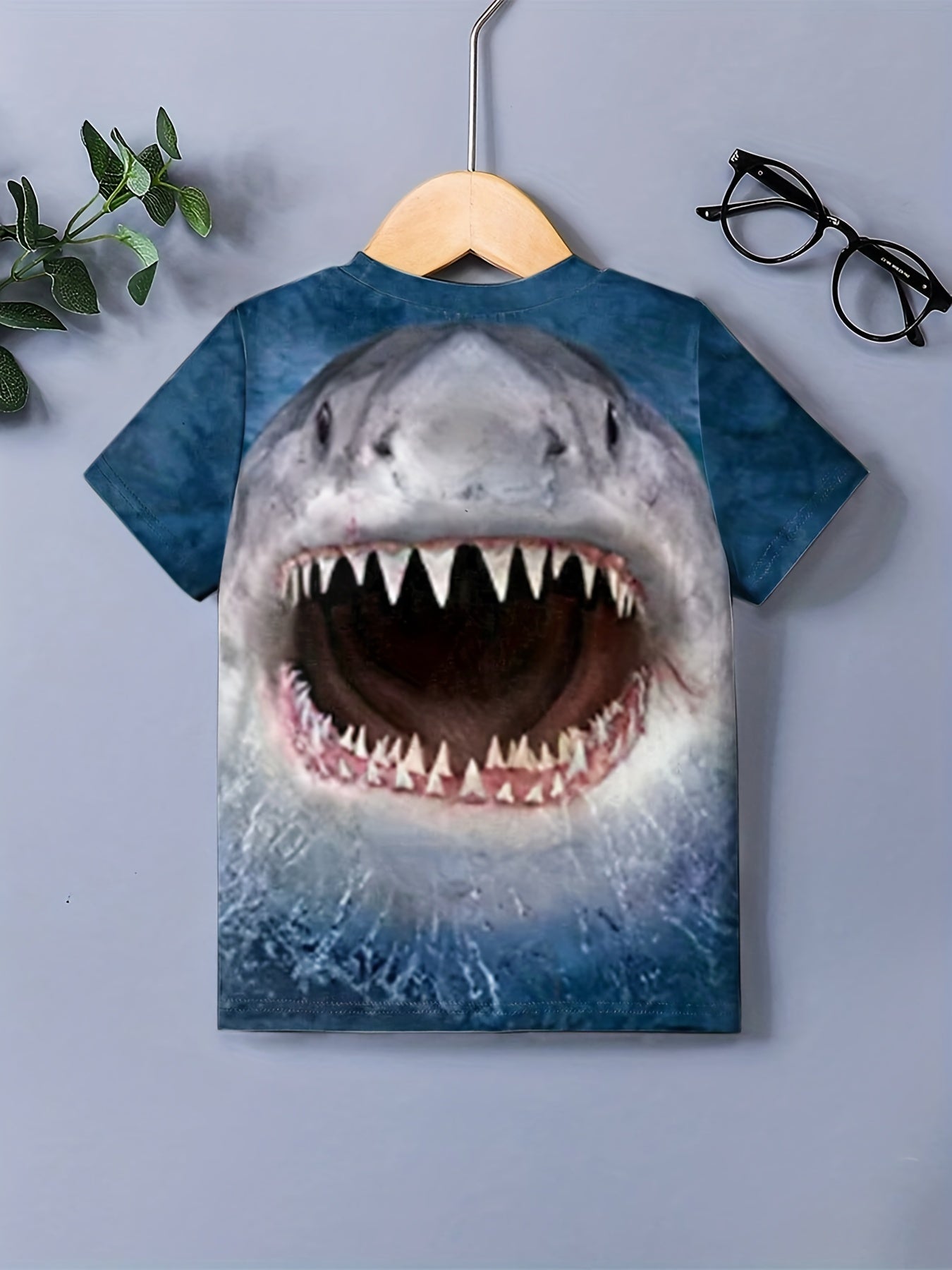 Boys' 3D Shark Graphic T Shirt - Summer Outdoor Fun