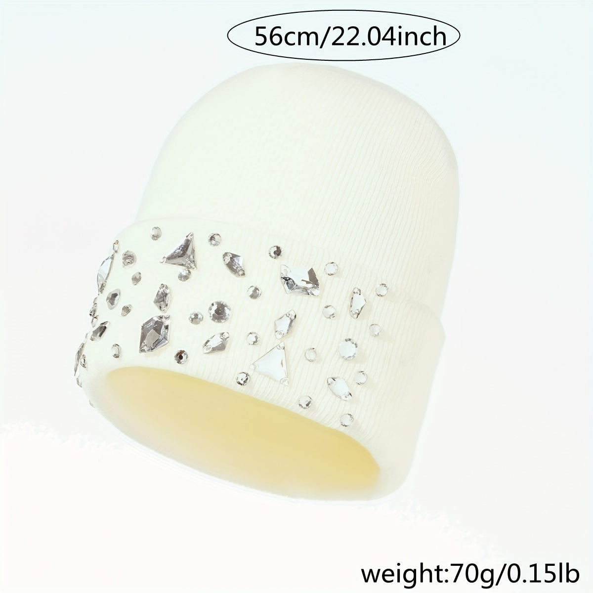 Crystal Decor Beanie Knit Hat Warm Skull Cap for Women