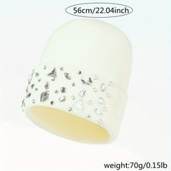Crystal Decor Beanie Knit Hat Warm Skull Cap for Women
