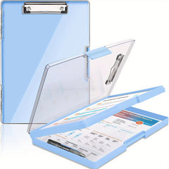 Heavy Duty Clipboard with 2 Storage Cases - Clear Top Panel & Side Opening