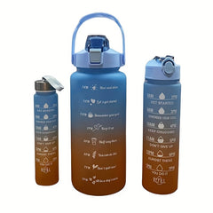 3pcs Gradient Water Bottles Shatterproof Time Marked