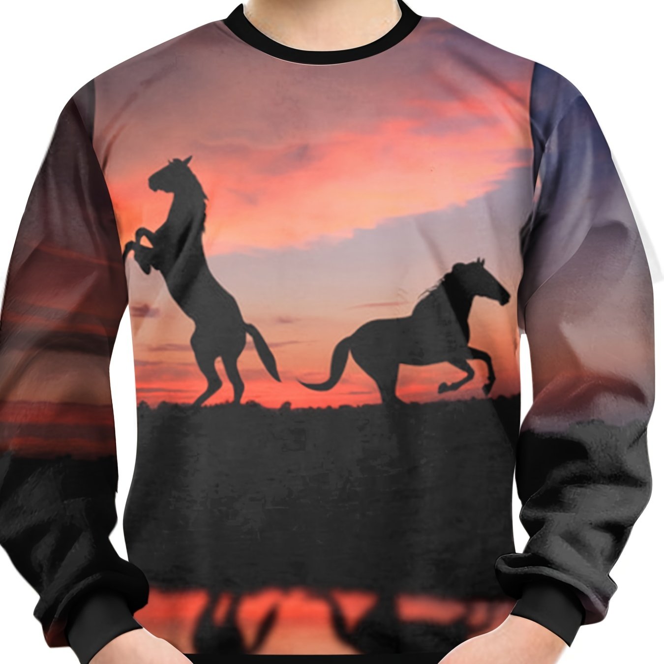 Jumping Horses Print Kid's Sweatshirt Unisex Pullover