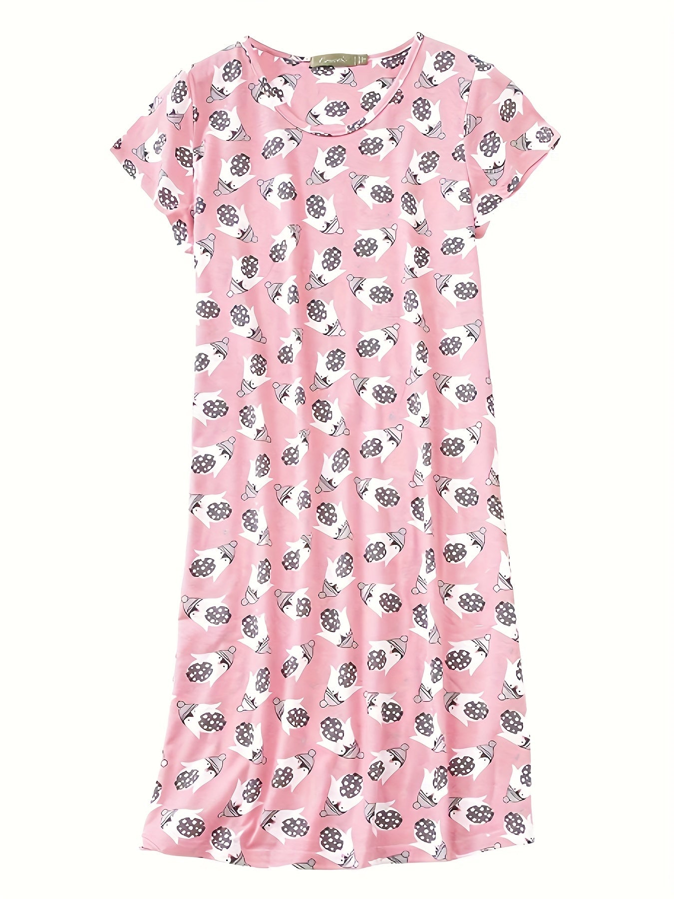 Starry Print Lounge Dress Short Sleeve Crew Neck Home Dress Women's Loungewear