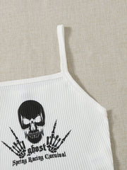 Stylish Graphic Print Backless Spaghetti Strap Camisole Tops