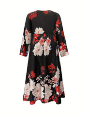 Floral Print Long Sleeve Maxi Dress