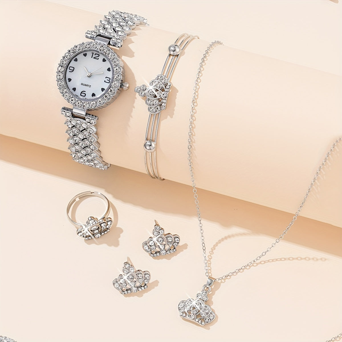 Kids Quartz Watch & 5 Heart Jewelry Sets