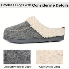Women's Plush Felt Sherpa Slippers Slip On Plush Lined Shoes