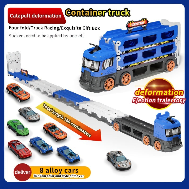 Deformation Ejection Track Car Alloy Storage Cargo Truck Toy for Kids