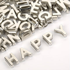 100pcs 9x12mm Silvery Metal Hollow Letter Beads DIY Bracelet Necklace Access