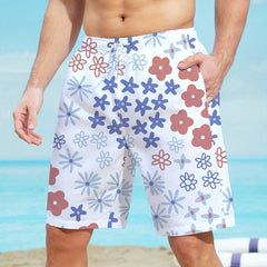 Floral Pattern Quick Drying Mesh Lining Swim Trunk Men's Swimwear
