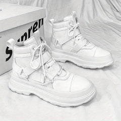 Men's Lace up Boots Casual Walking Shoes With Buckle