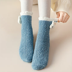 5 Pairs Plush Floor Socks Comfy Warm Cartoon Women's Stockings