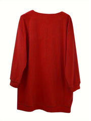 Casual Dress Women's Solid Long Sleeve V Neck Stretch Mini Dress