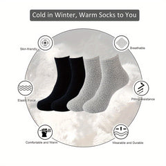 4 Pairs Soft Fuzzy Slipper Socks Winter Cozy Warm Sleeping Socks