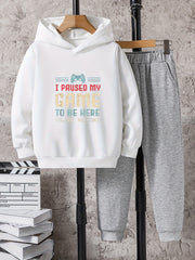 Boys Casual Long Sleeve Hooded Sweatshirt & Sweatpants Set