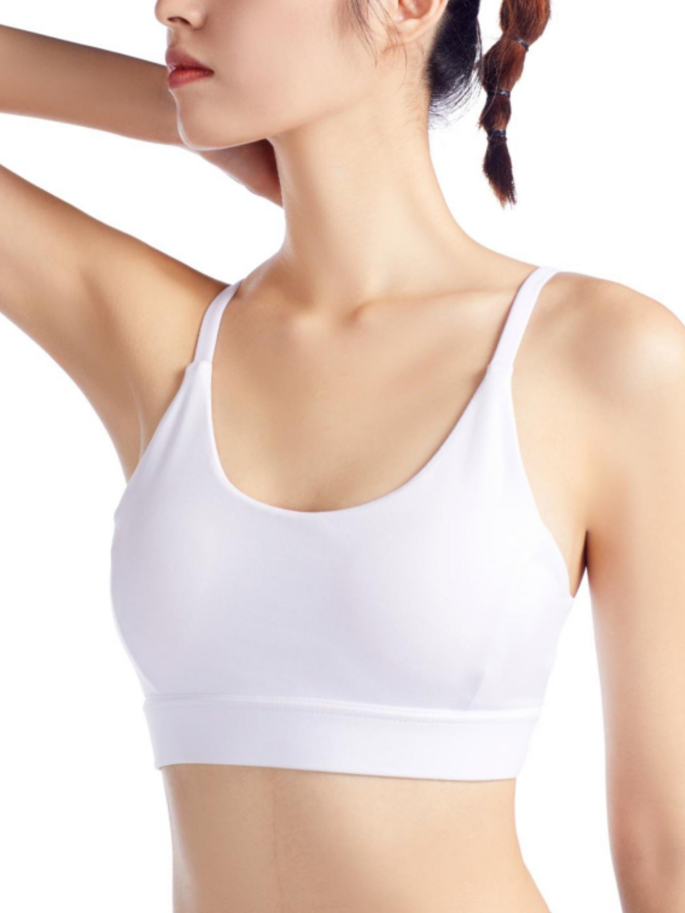 Women's Solid Shockproof Racer Back Yoga Sports Bra