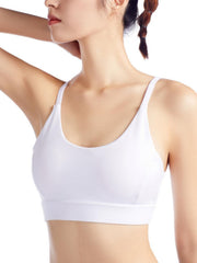 Women's Solid Shockproof Racer Back Yoga Sports Bra