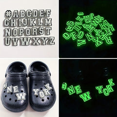 37pc Glow In The Dark Shoe Decoration Letters Numbers Charms