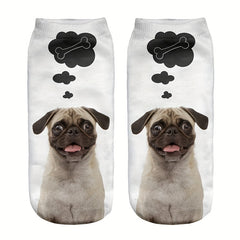 Dog Print Low Cut Ankle Socks for Women