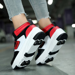 Girl's Roller Shoes with Detachable Wheel Skate Sneakers