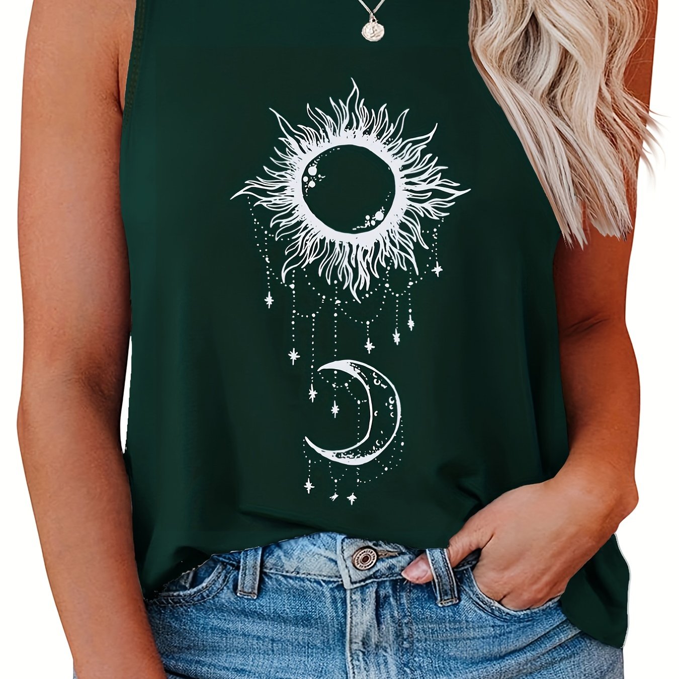 Sun & Moon Print Tank Top