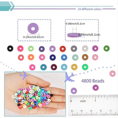4500pcs Flat Round Spacer Clay Beads Bracelets Earrings DIY Kit
