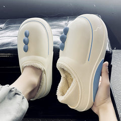 Men's Cartoon Fleece Slippers Waterproof Plush Lining Shoes