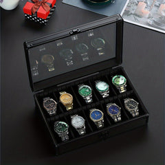 Watch Storage Box Display HD Glass Cover Soft Pillow Aluminum Alloy Jewelry Box
