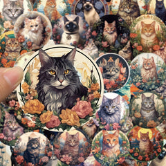 50pcs Cartoon Cat Series Waterproof Stickers for DIY Creative Projects