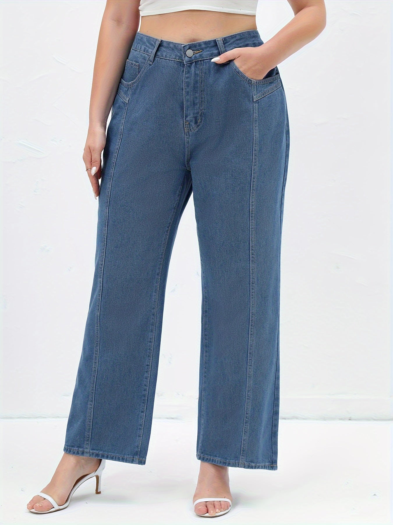 Women's Plus High Rise Wide Leg Jeans