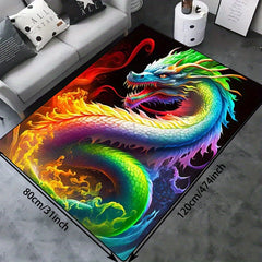 Colorful Dragon Printed Carpet Large Area Rug Soft Mat Non-slip Doormat