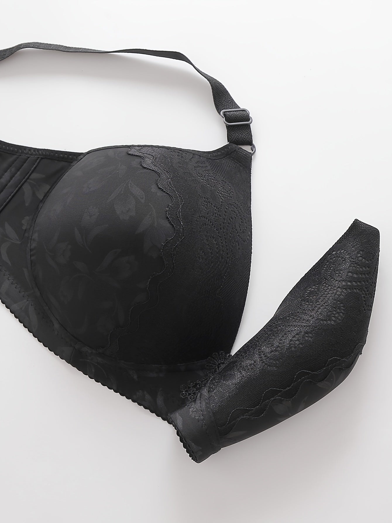 Floral Appliques Lace Push Up Stretch Bra
