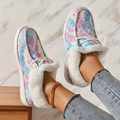 Women's Tie Dye Short Boots Plush Lined Snow Boots