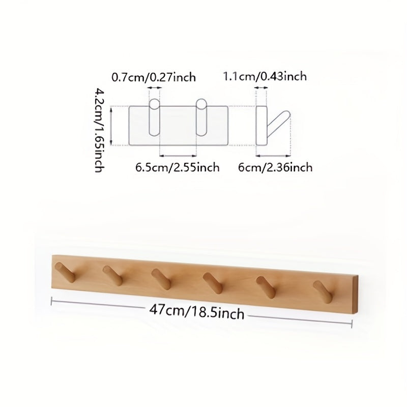 Nordic Solid Wood Hook Wall Hanging Clothes Rack