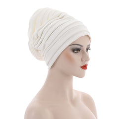 Women Beanie Hat Turban Hat Folding Warm Cap Wrap Scarf Cap