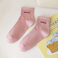 6 Pairs Letter Print Crew Socks for Women