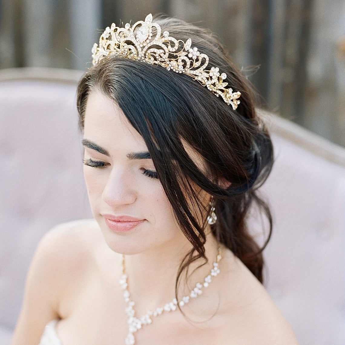 Baroque Crown And Tiara Golden Crystal Bride Wedding Queen Crowns