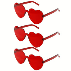 3pcs Heart Shaped Jelly Sunglasses Frameless Party Decoration Glasses