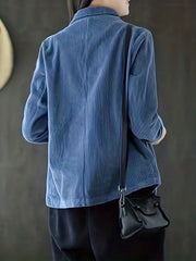 Solid Button Front Jacket Casual Long Sleeve Pocket Front Outerwear