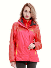 Women's 2 in 1 Ski Hooded Jacket Waterproof & Windproof Winter Snow Coat