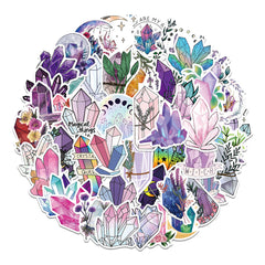 50 Sheets Crystal Plant Sticker Decals for DIY Crafts