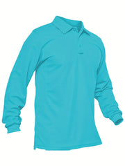 Sun Block Golf Polo Shirts Men's Casual V Neck Pullover Long Sleeves