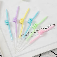 6pcs Dots Birthday Candle Curve Bending Spiral Candle Rainbow Party