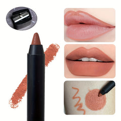 2pcs Dark Brown Lip liner & Matte Lipstick Pen Set with Sharpener