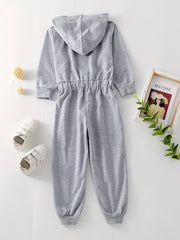 Girls Hoodie Jumpsuit with Elastic Waist - Kids Casual Summer Outfit