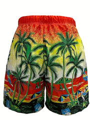 Coconut Tree Beach Pattern Men's Swim Trunks Quick Dry Beach Shorts