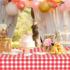 Red Gingham Tablecloth Wedding Tea Party Birthday Picnic BBQ Christmas Plaid